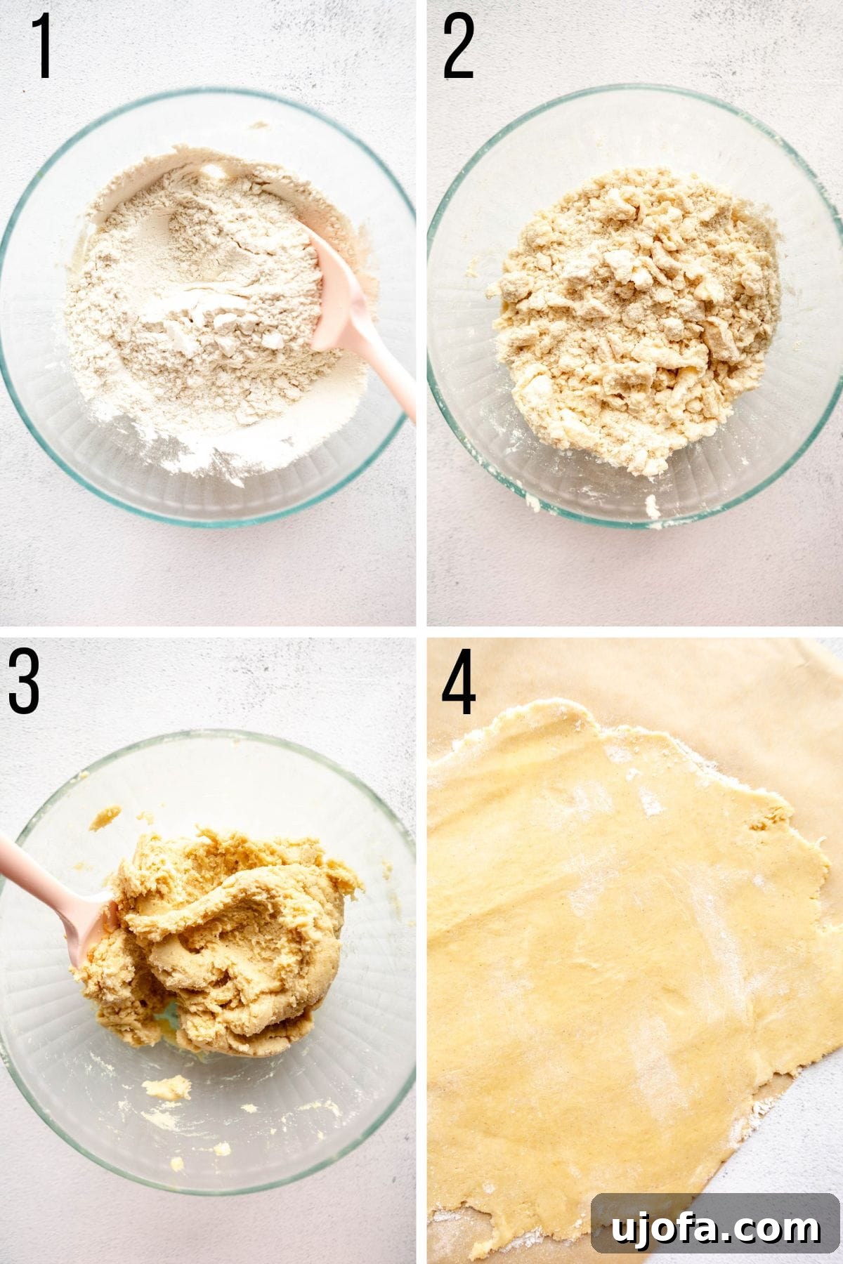 A series of step-by-step photos illustrating how to make gluten-free empanadas, from dough preparation to filling and sealing.
