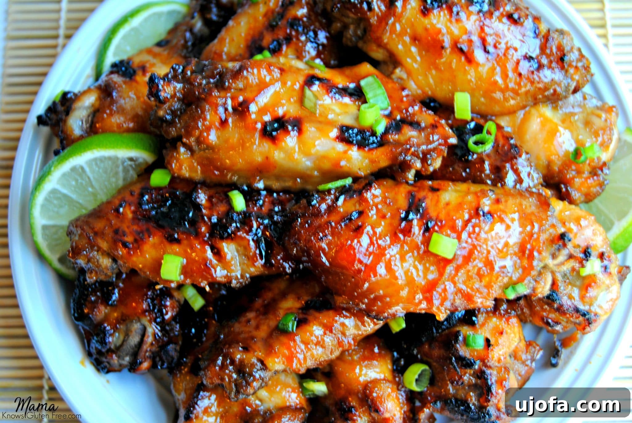 Oven-Baked Gluten-Free Sticky Asian Wings on a Rack, perfectly glazed and ready to serve