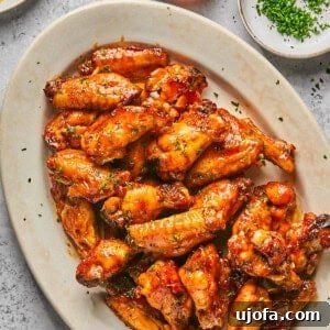 hot honey chicken wings on a platter