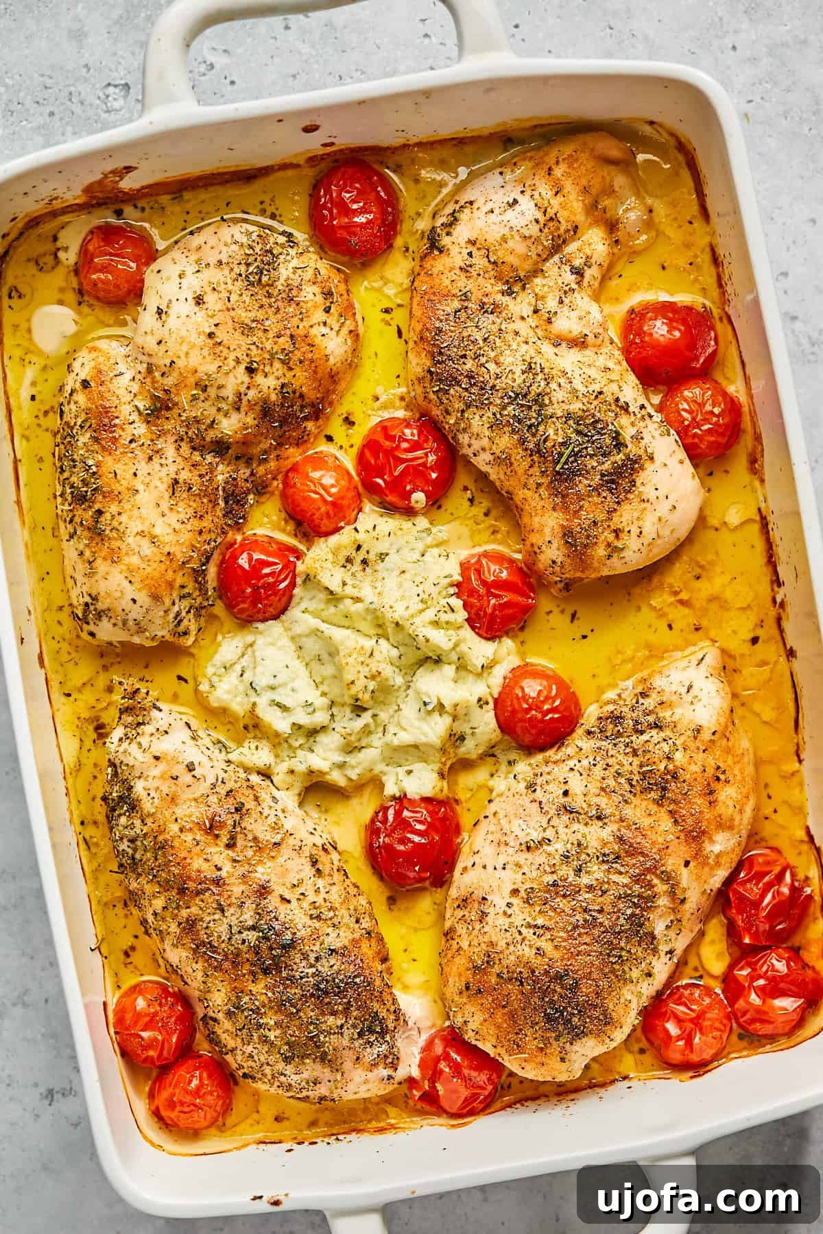 Dreamy Boursin Chicken Bake 9 baked boursin chicken in a casserole dish