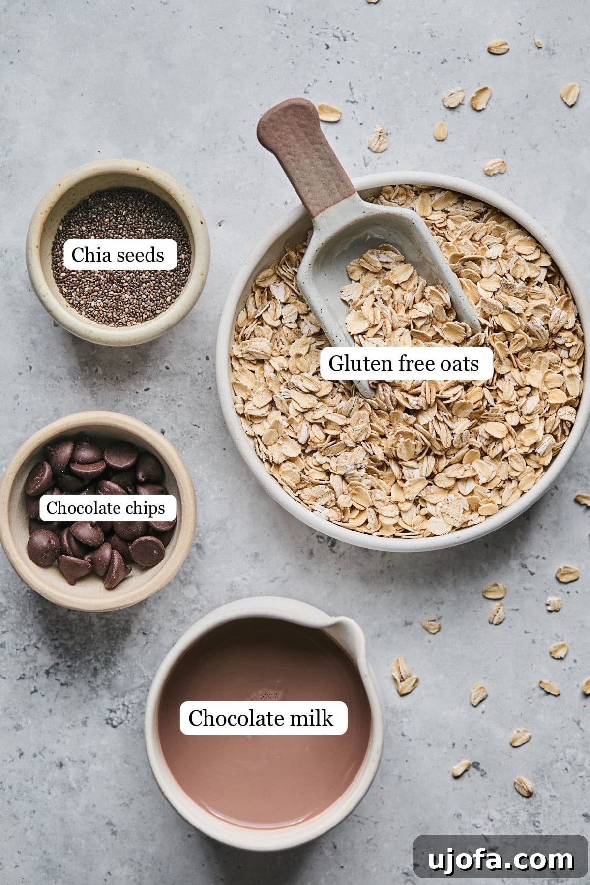 ingredients for overnight oats in nesting bowls