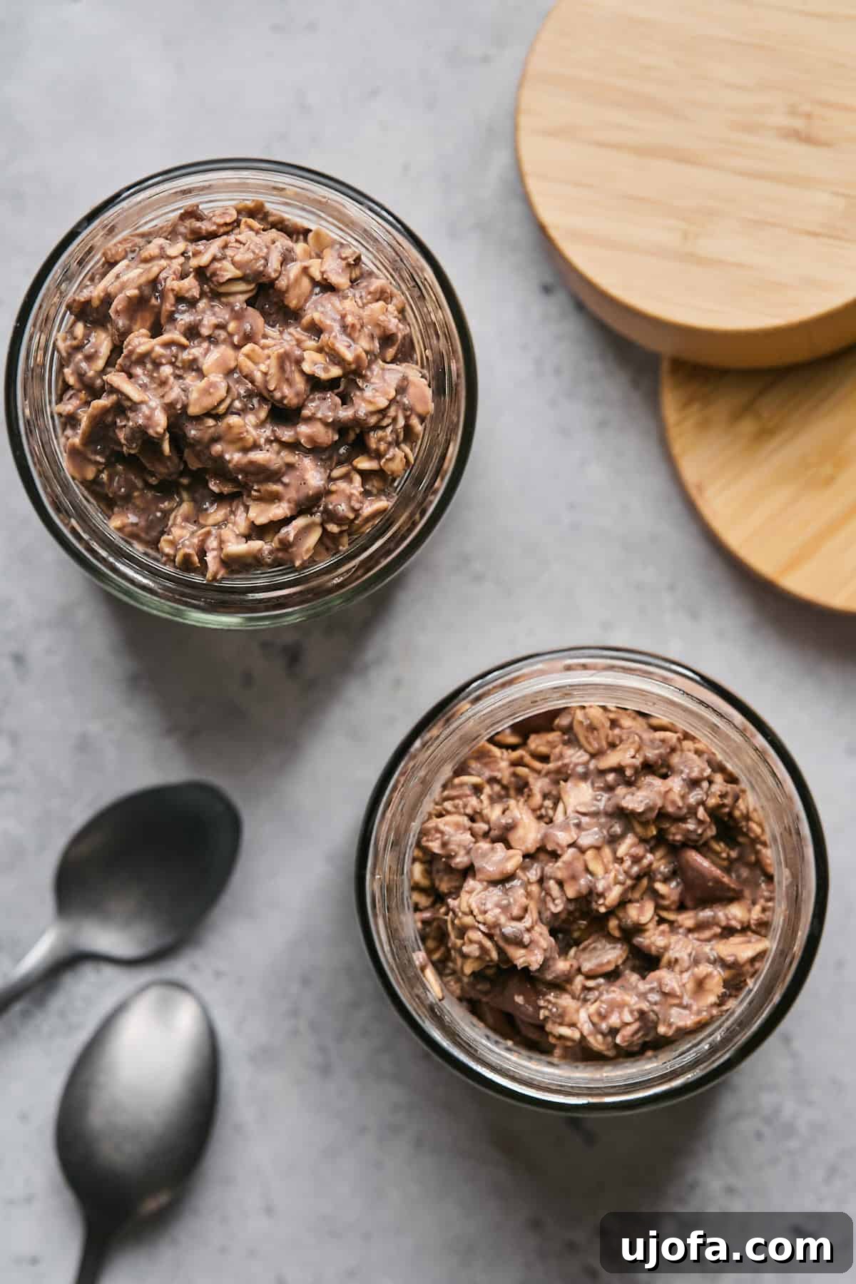 chocolate oats in a jar