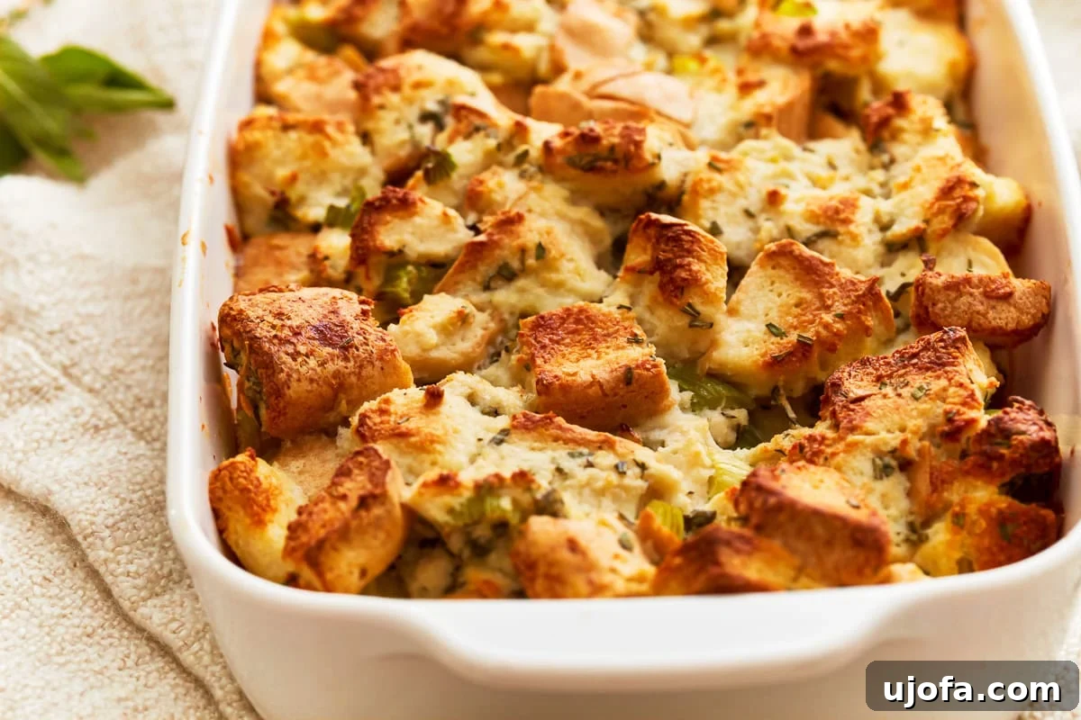 Flavorful Gluten-Free Stuffing 4 Gluten-free stuffing in a baking dish