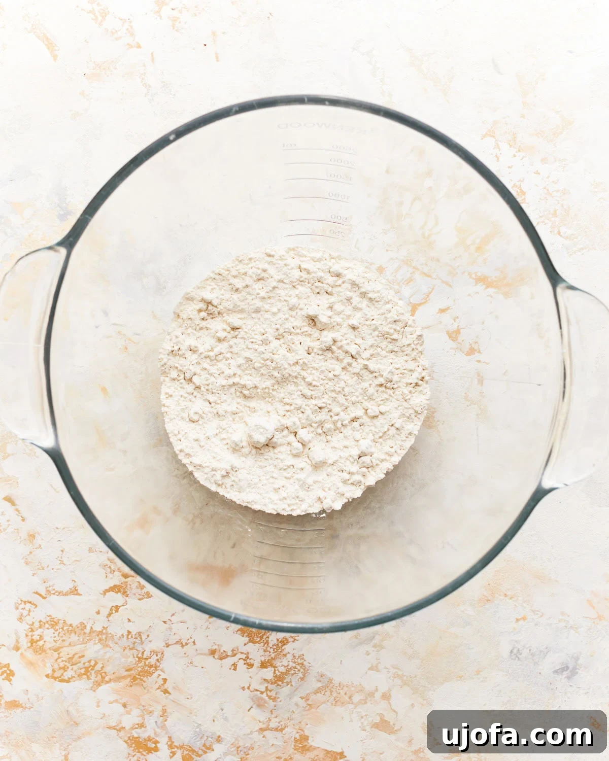 gluten-free flour in a glass bowl.