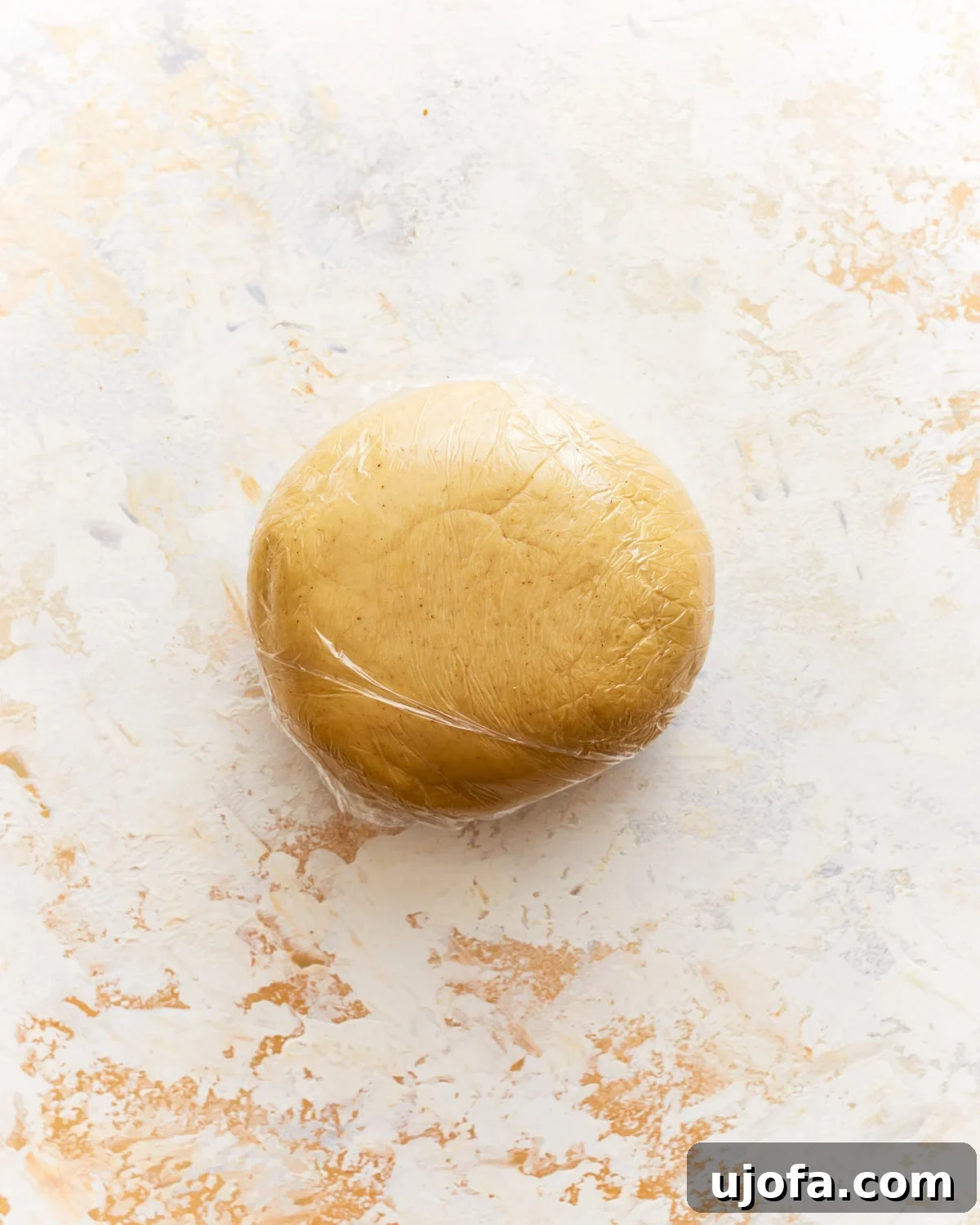 wrapped gluten-free pasta dough ball.
