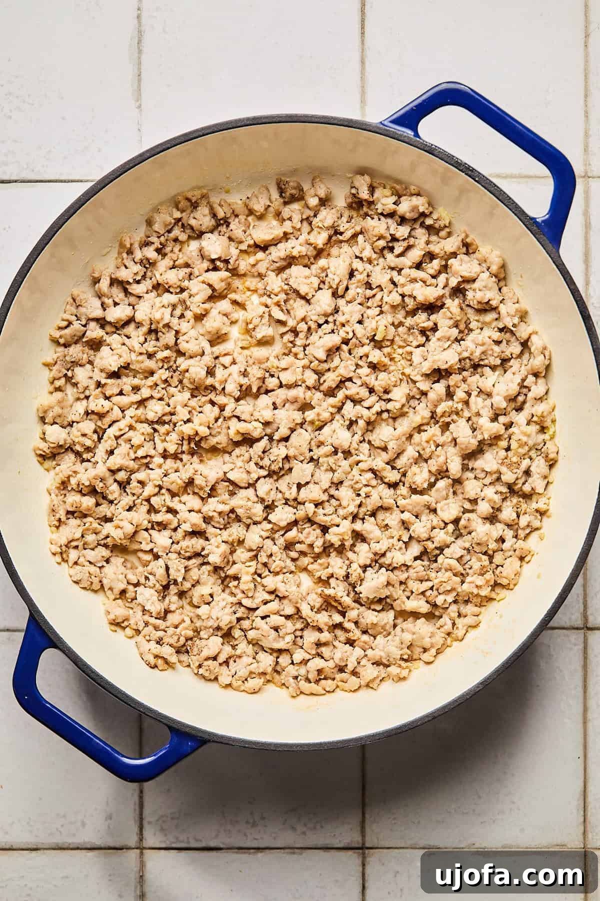 ground chicken in a skillet