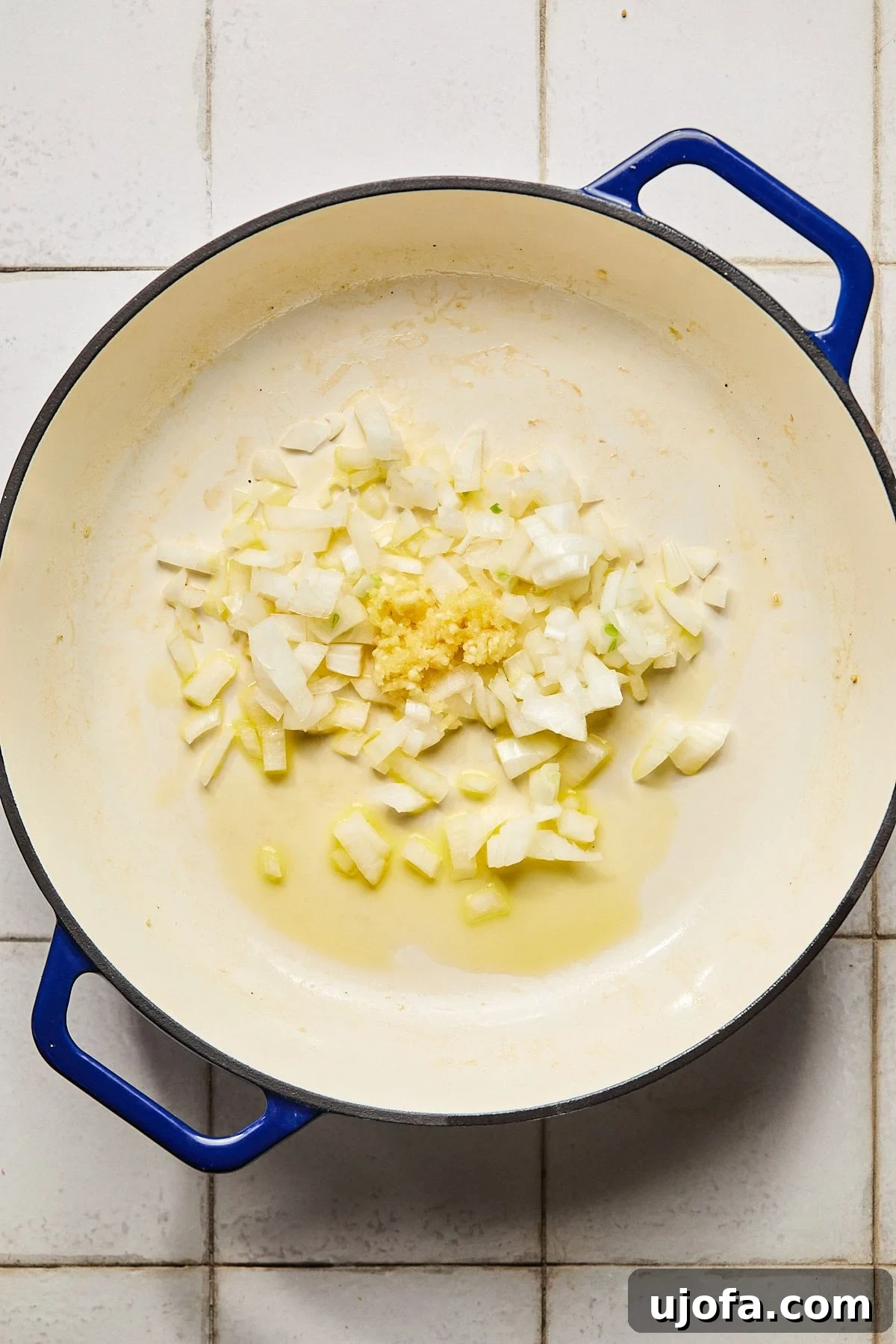 onions and garlic in a pan