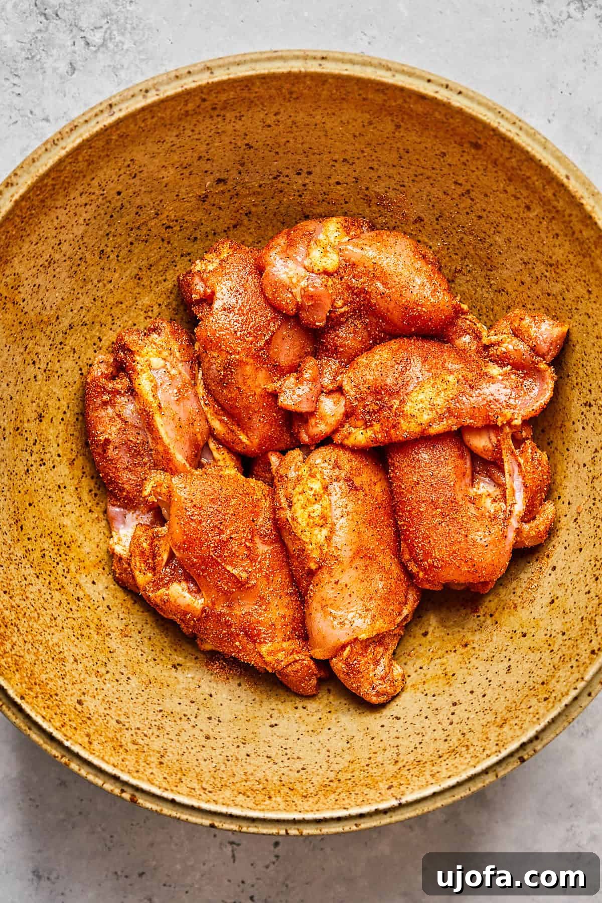Crispy Juicy Air Fryer Boneless Thighs 7 chicken coated in spices