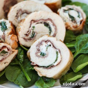 Prosciutto Basil Stuffed Chicken with Mushrooms