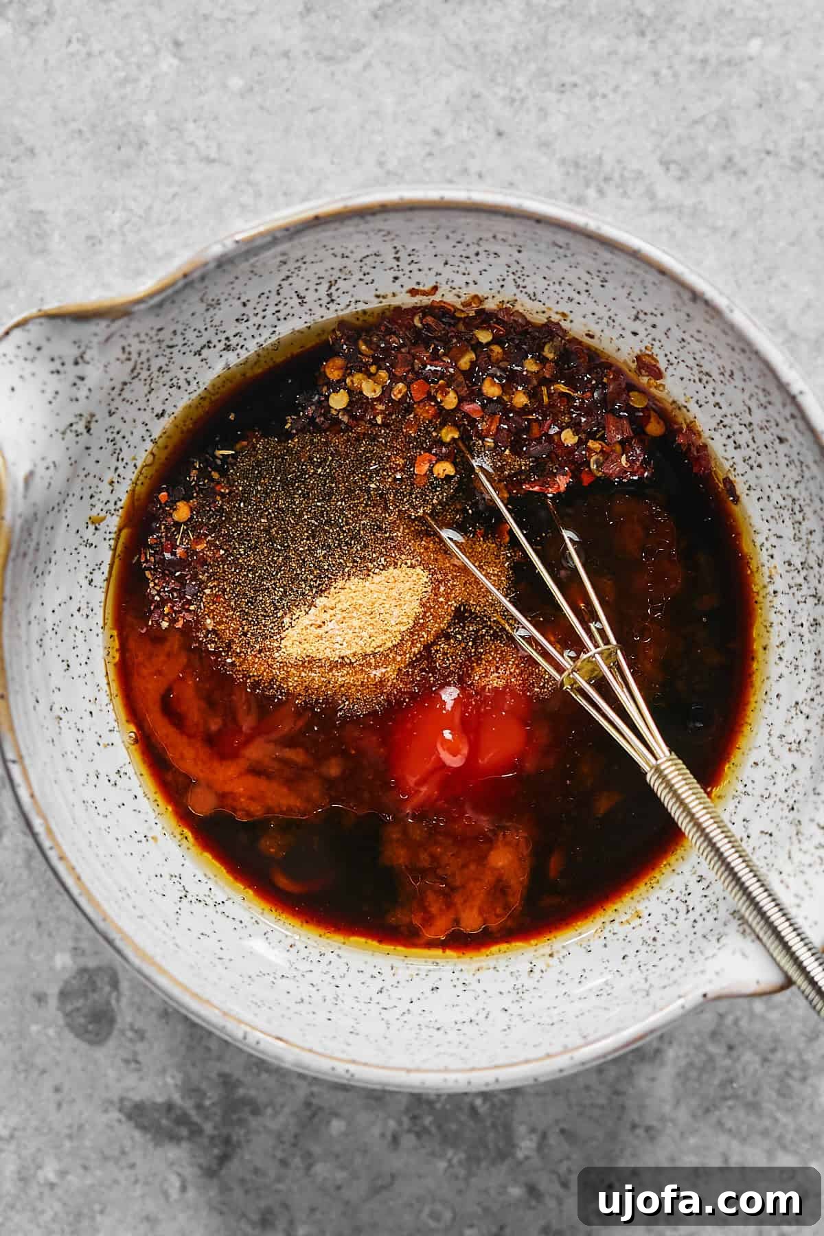 ingredients for marinade in a bowl