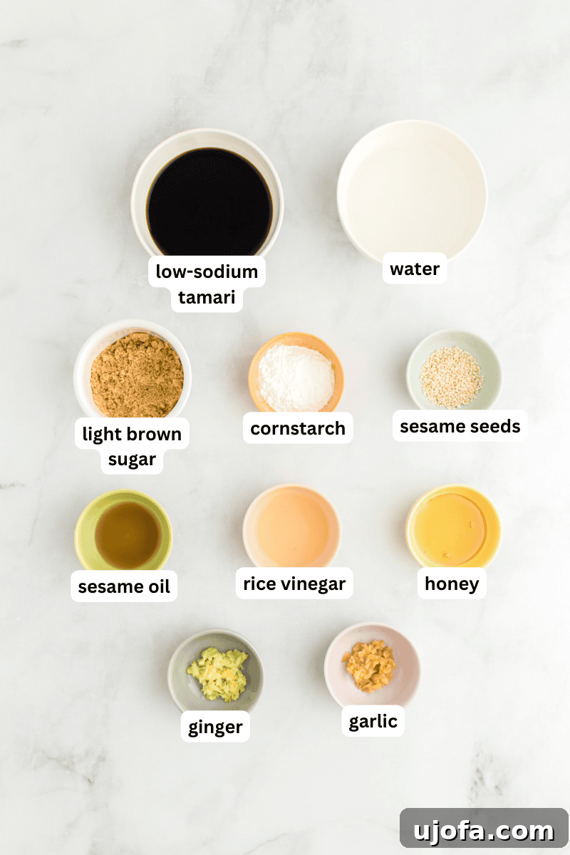 Ingredients for gluten free teriyaki sauce.
