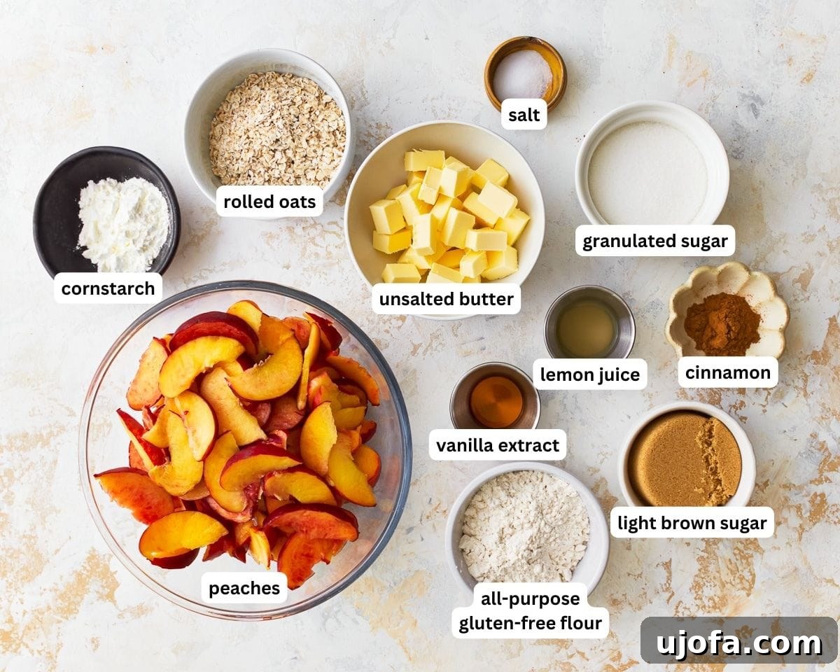 Golden Gluten-Free Peach Crisp 3 Ingredients for gluten-free peach crisp recipe