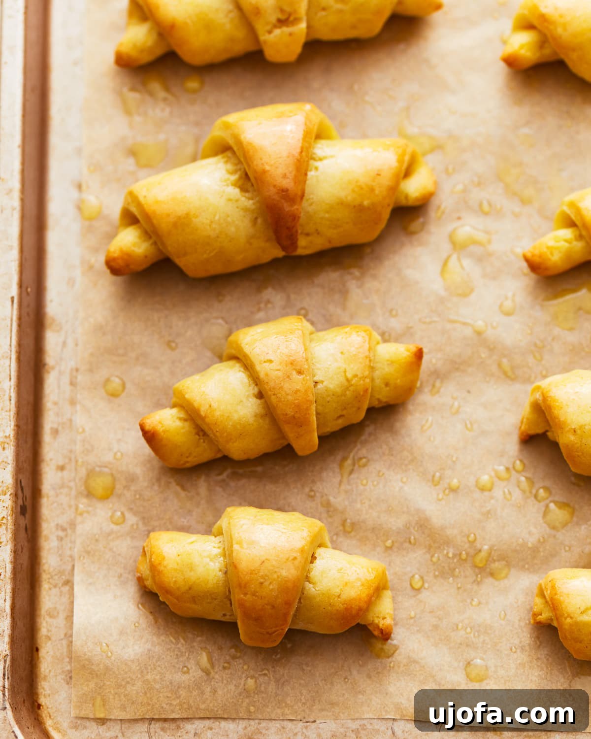 gluten-free crescent rolls on a baking sheet.