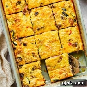Hearty Cottage Cheese and Chicken Sausage Brunch Bake 13 cottage cheese egg bake cut into squares
