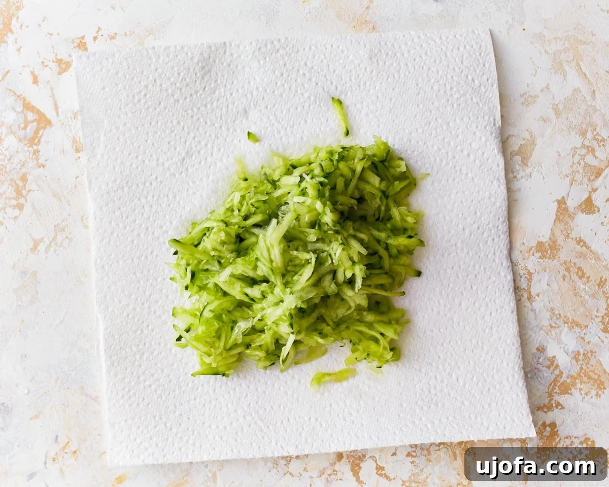 Shredded cucumber on a paper towel