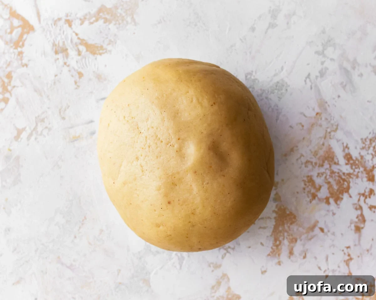 A ball of almond flour pasta dough