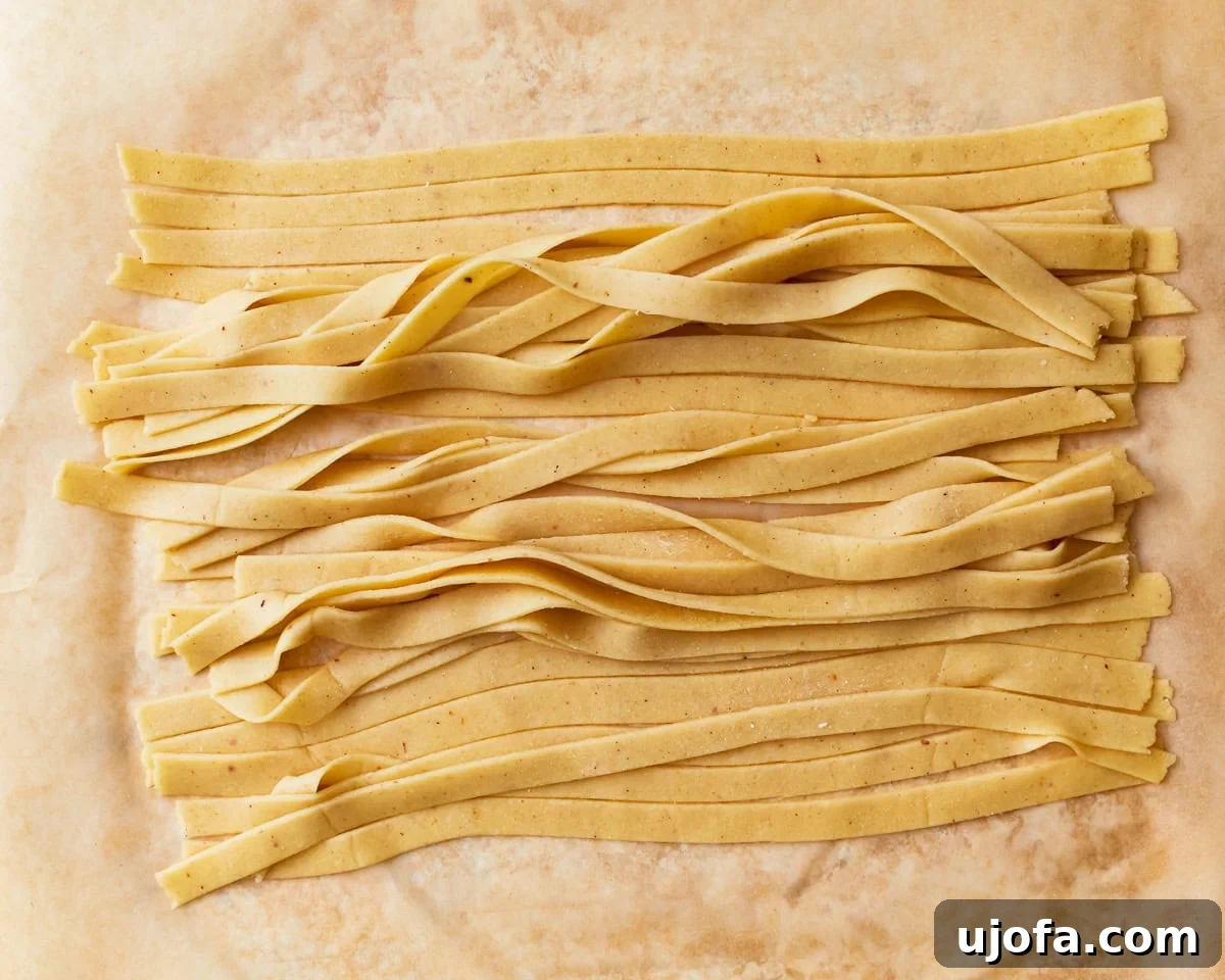 Cut pieces of almond flour pasta