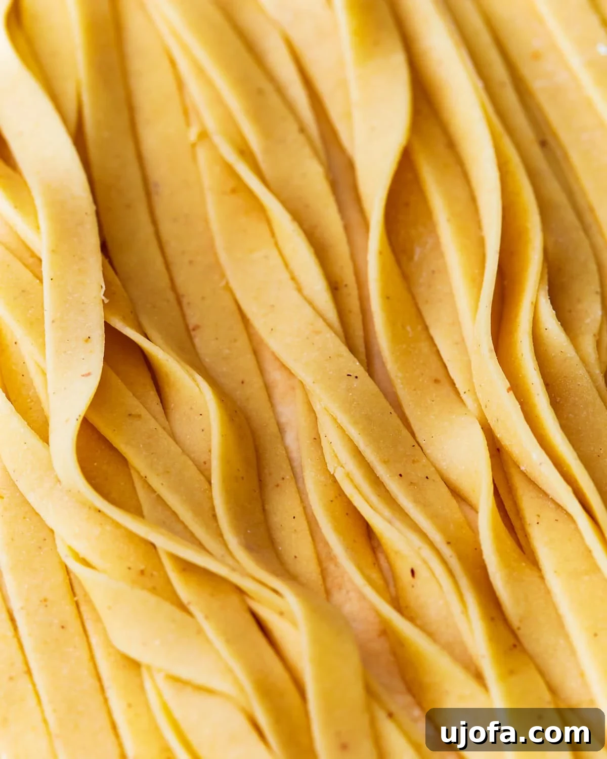 A close up of almond flour pasta dough shaped into strips