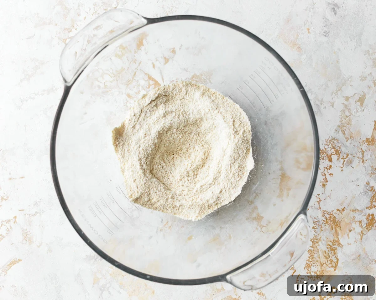 Dry ingredients for almond flour pasta in a bowl