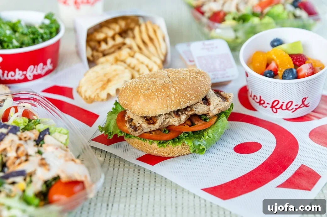 An assortment of delicious gluten-sensitive menu items from Chick-fil-A, highlighting the diverse choices available for dietary needs.