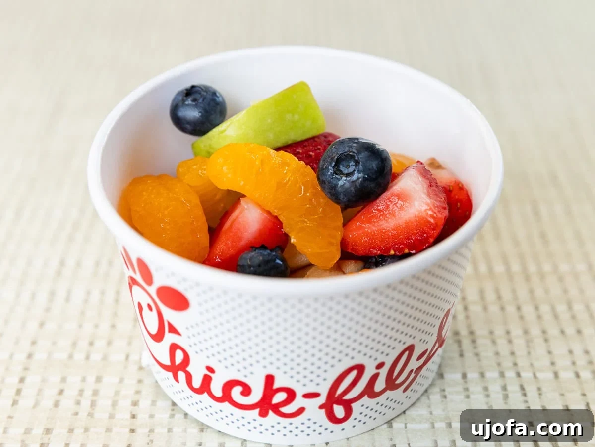 A refreshing fruit cup from Chick-fil-A, a naturally gluten-free and healthy menu item.