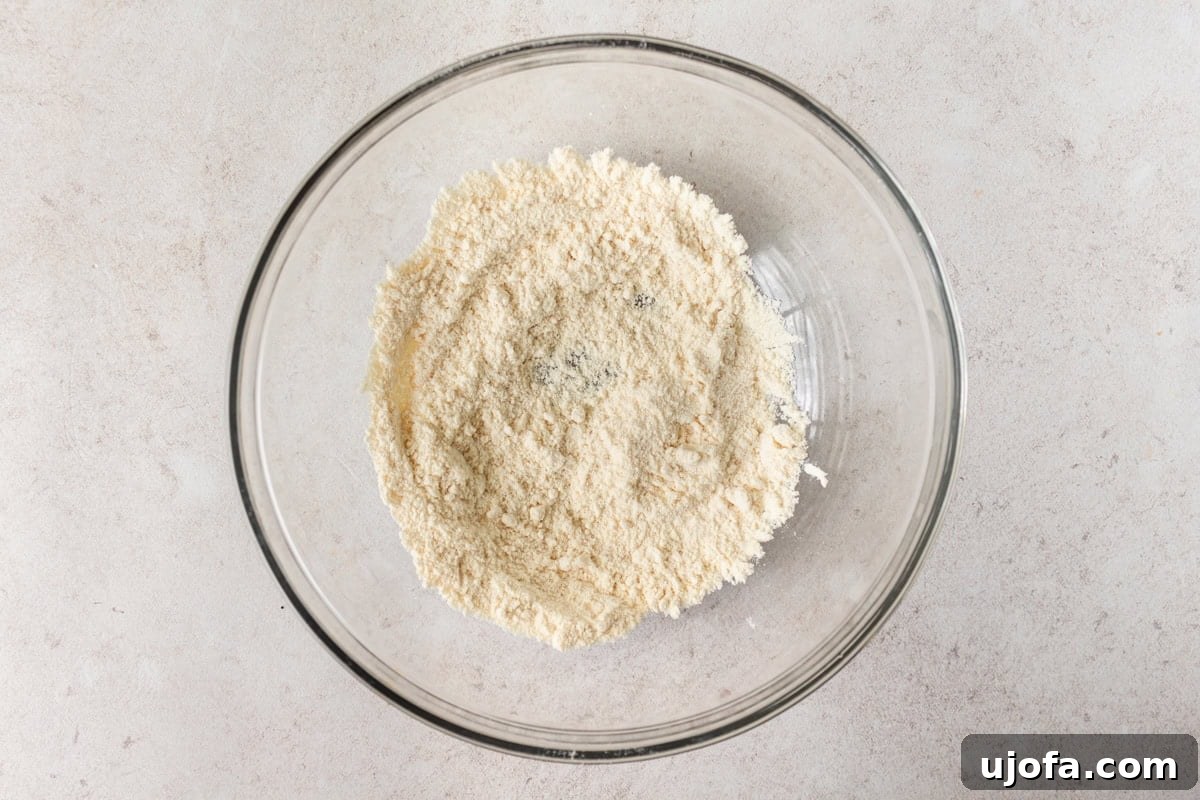 Chewy Coconut Flour Chocolate Chip Cookies 7 Coconut flour in a glass mixing bowl