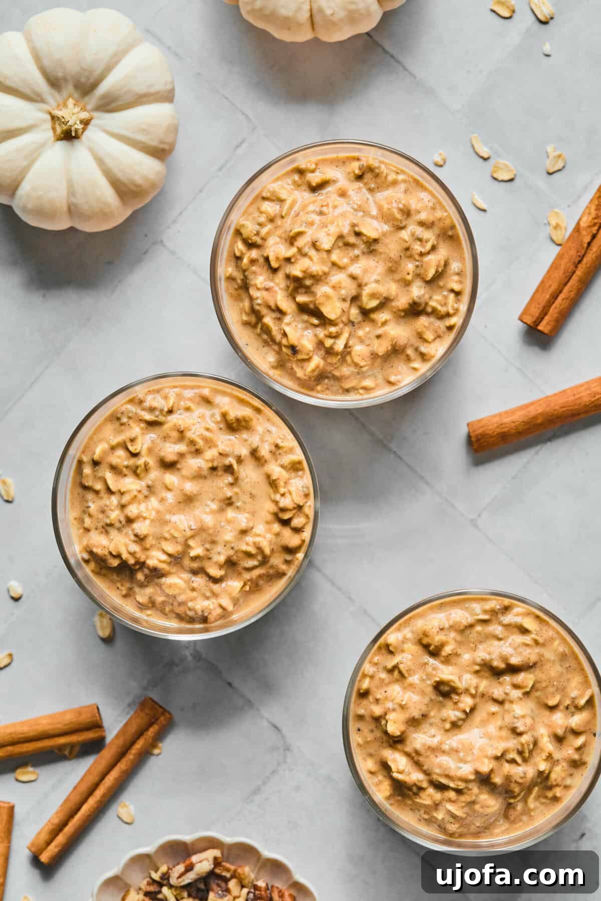 overnight oats divided into 3 jars