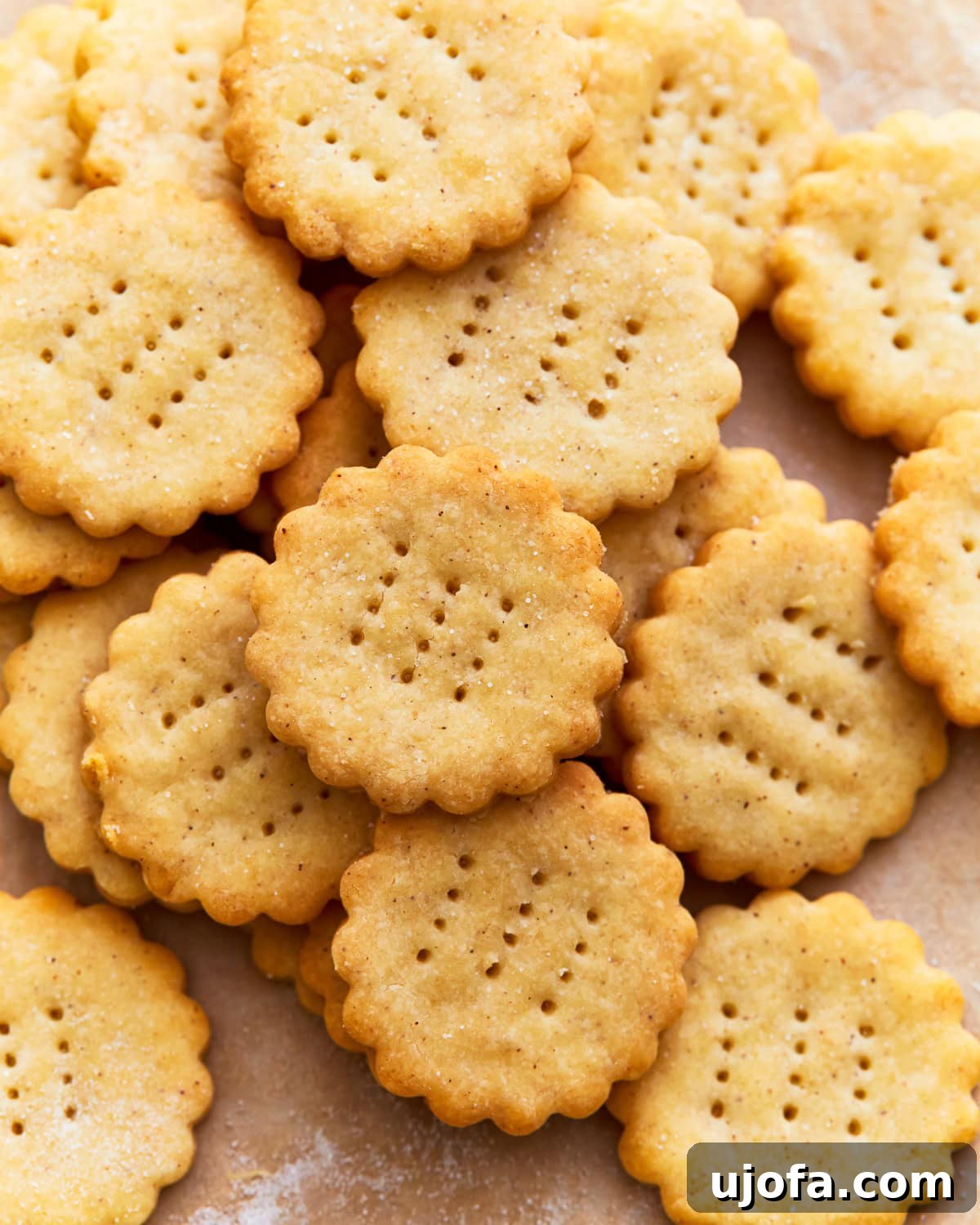 Buttery Golden Gluten-Free Crackers 5 A basket full of homemade gluten-free Ritz crackers, perfect for snacking.