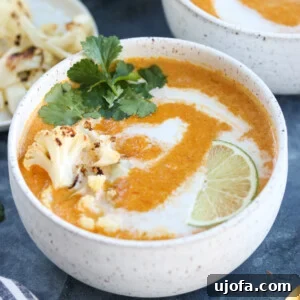 Whole30 Curried Cauliflower Carrot Soup (Vegan) in a bowl