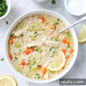 gluten free chicken noodle soup made with pastina in a bowl topped with parsley and parmesan