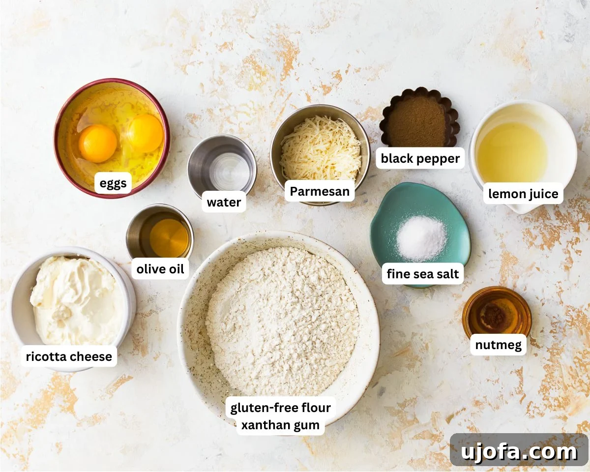 Ingredients for gluten-free ravioli