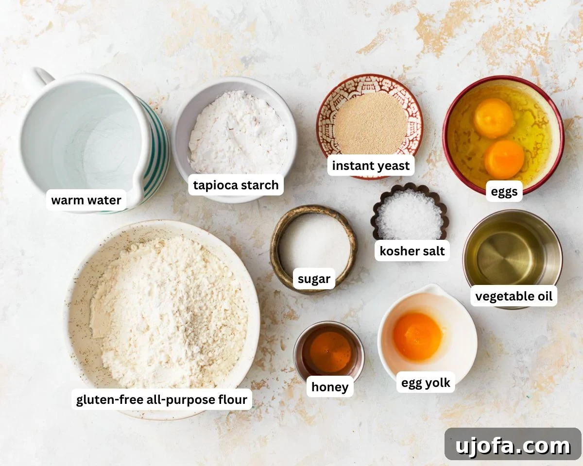 Ingredients for gluten-free challah bread.