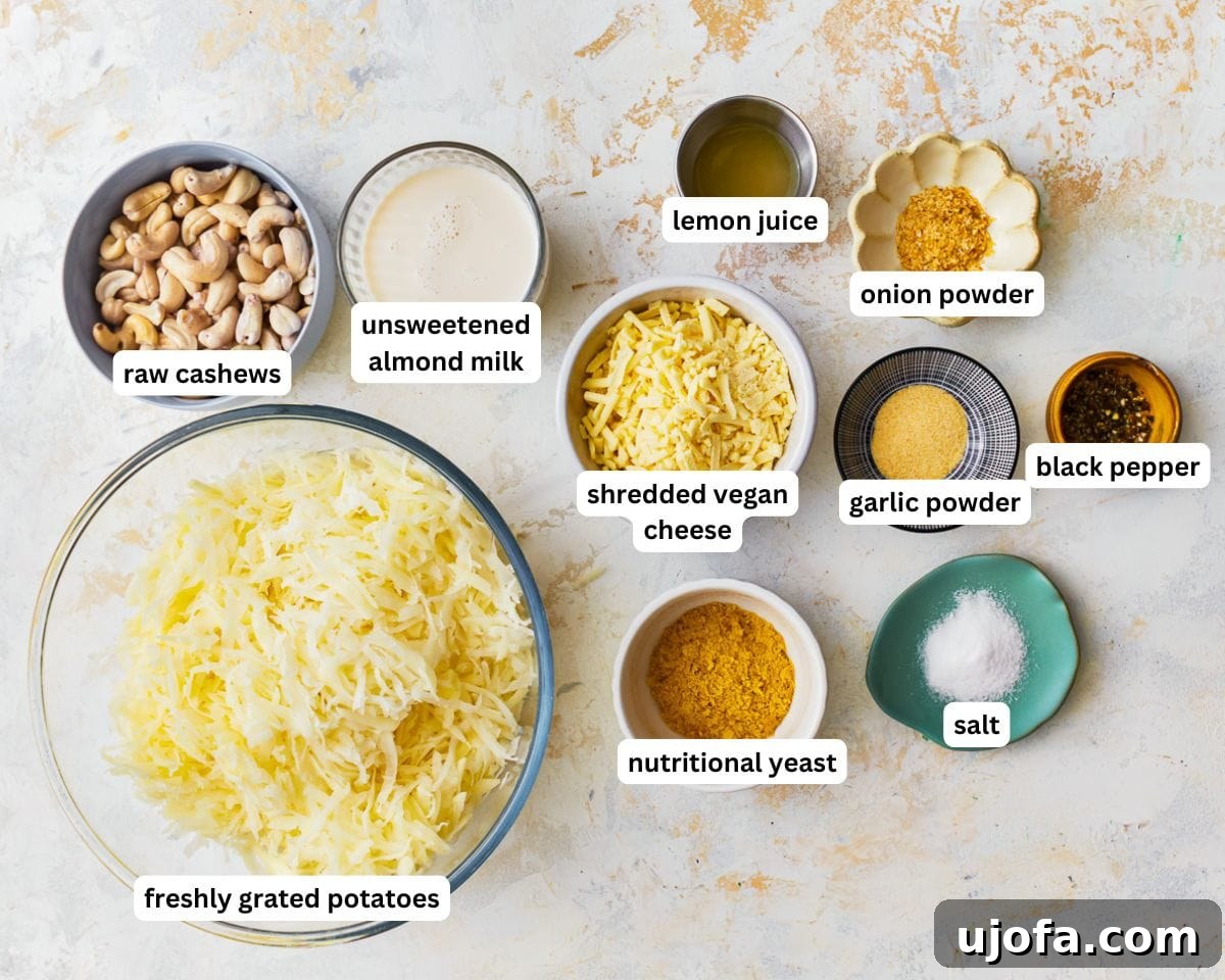 Yalancı Peynirli Patates 3 Ingredients for dairy-free cheesy potatoes.