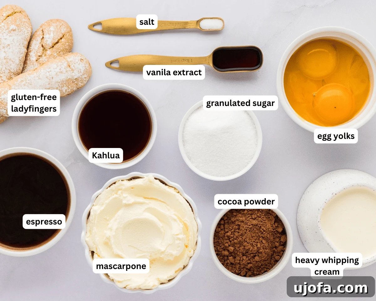 Ingredients for gluten-free tiramisu.