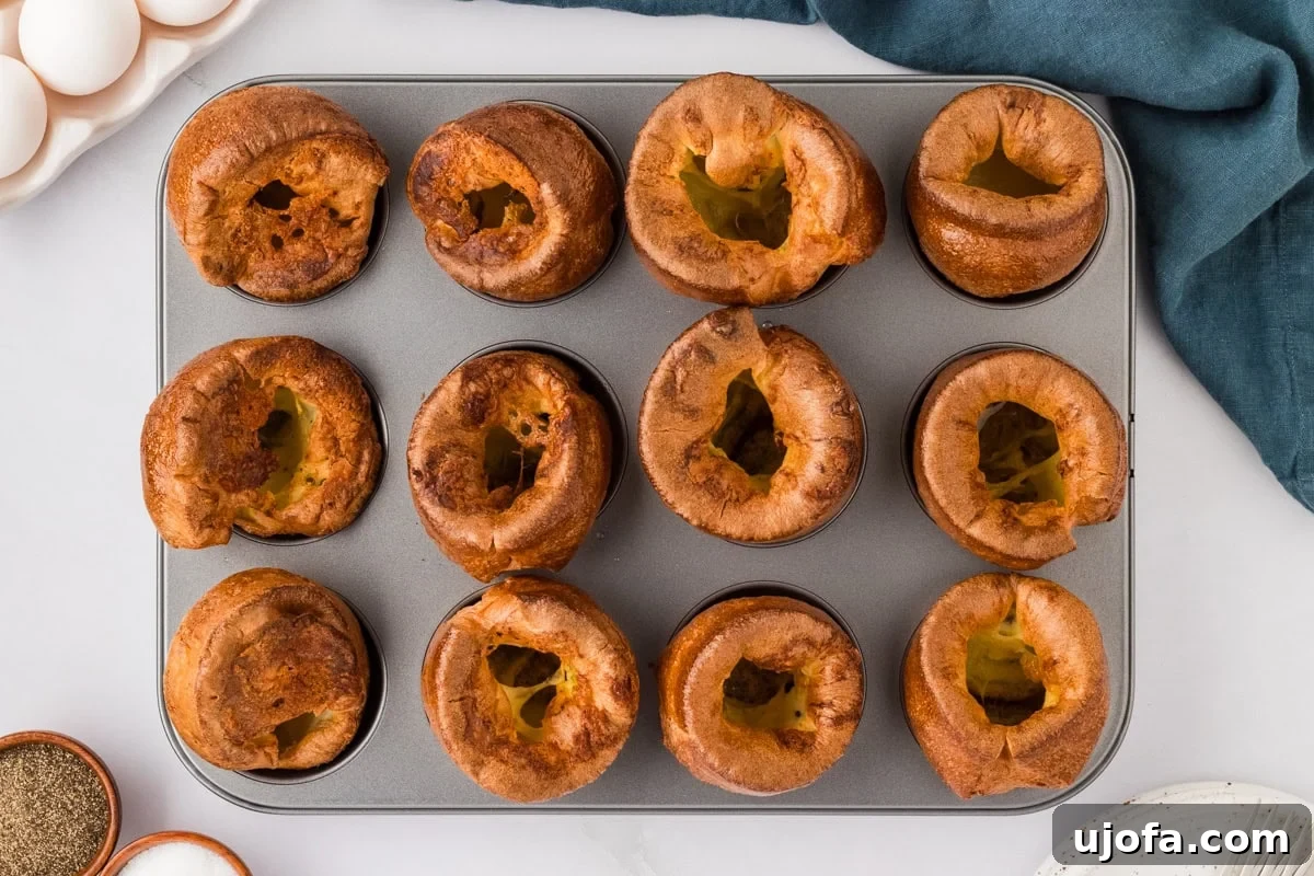Perfect Gluten-Free Yorkshire Puddings 12 overhead view of twelve yorkshire puddings cooked