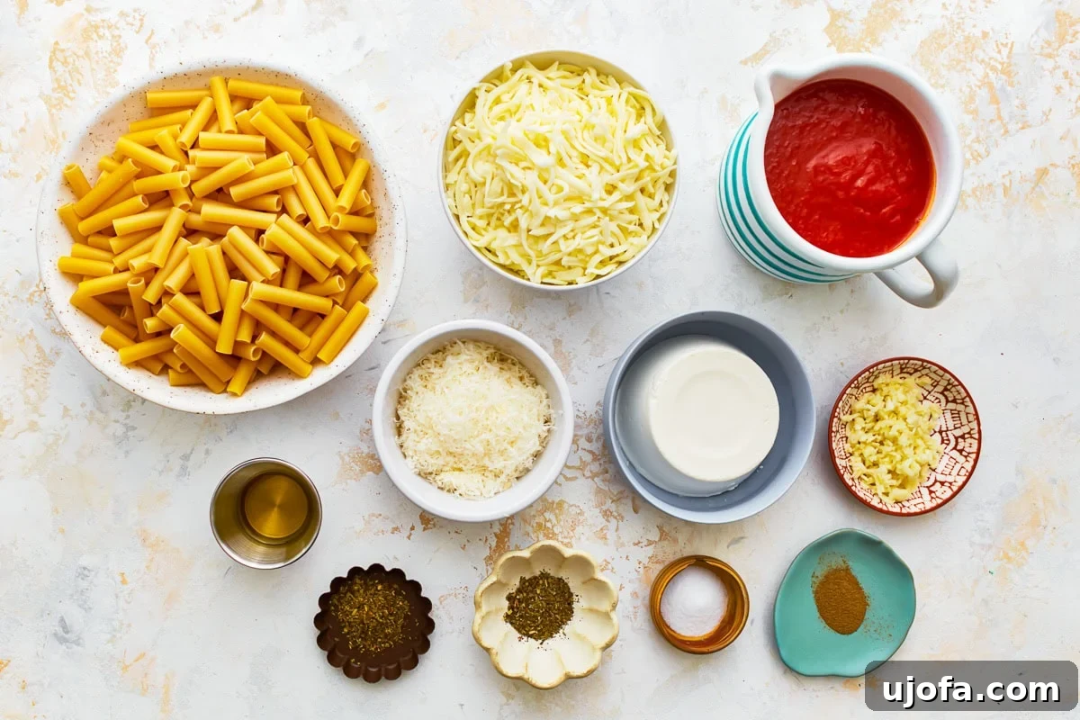 Comforting Gluten-Free Ziti Bake 3 ingredients for gluten-free baked ziti