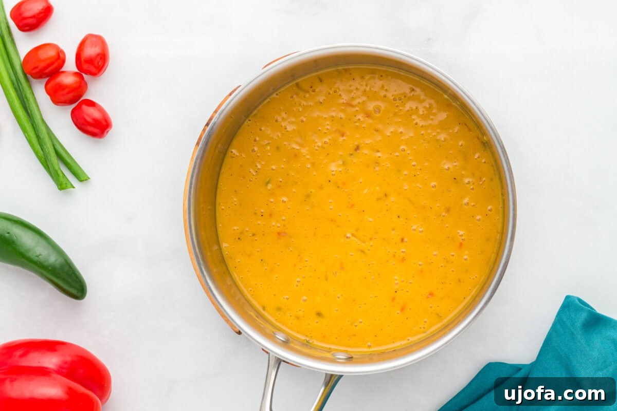 Creamy Vegan Queso 11 vegan queso in stainless steel pot