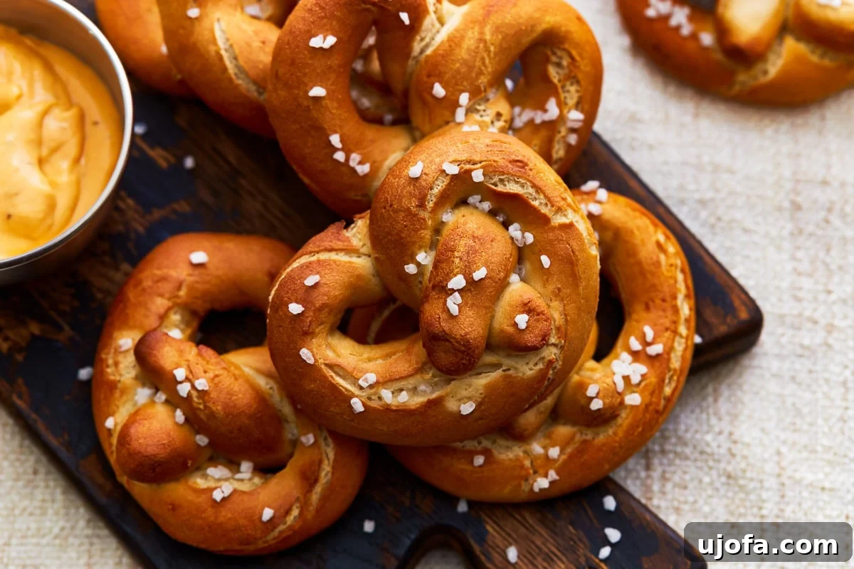 gluten free soft pretzels on a cutting board.