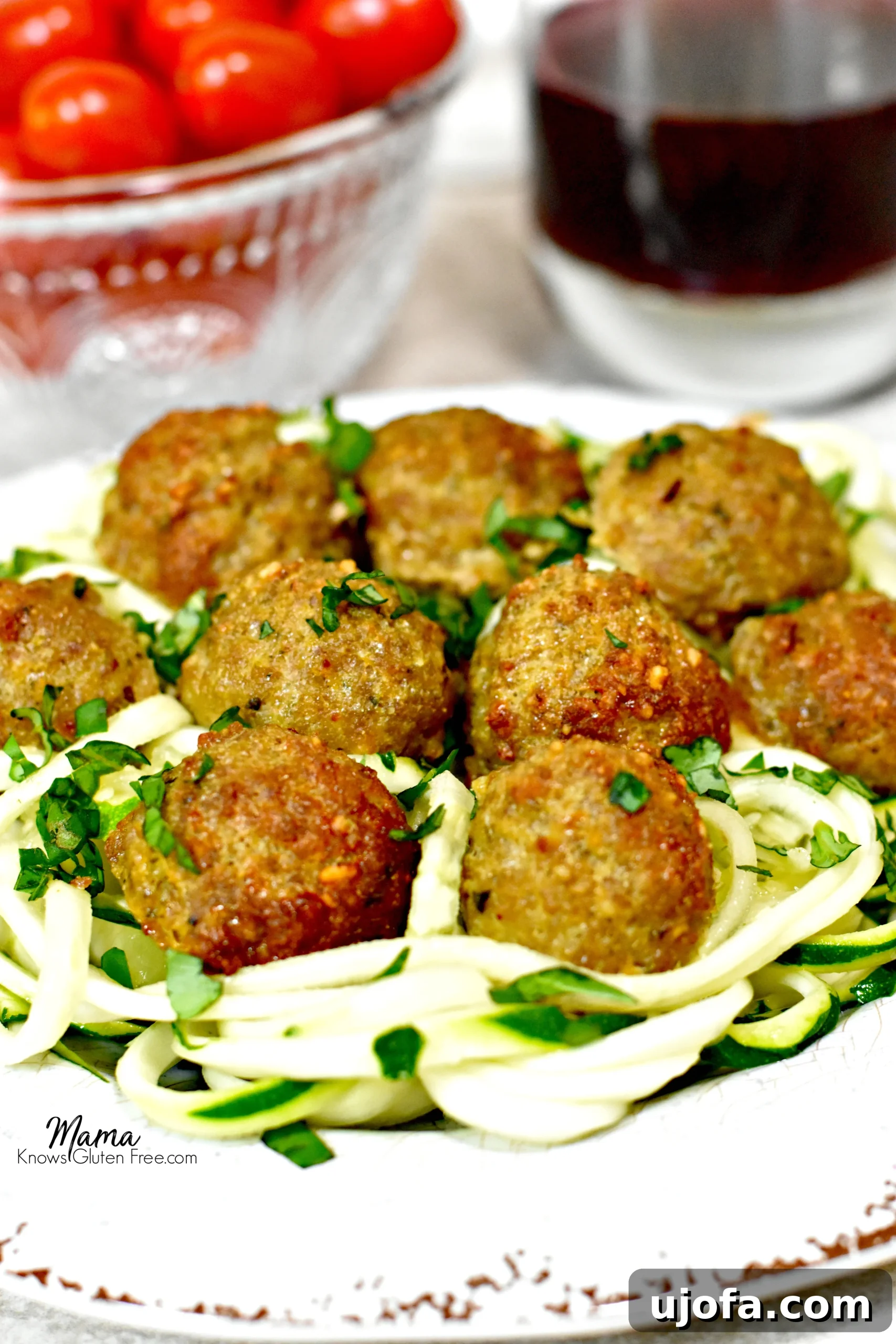 Paleo Pesto Turkey Meatballs with zucchini noodles, a healthy and flavorful meal