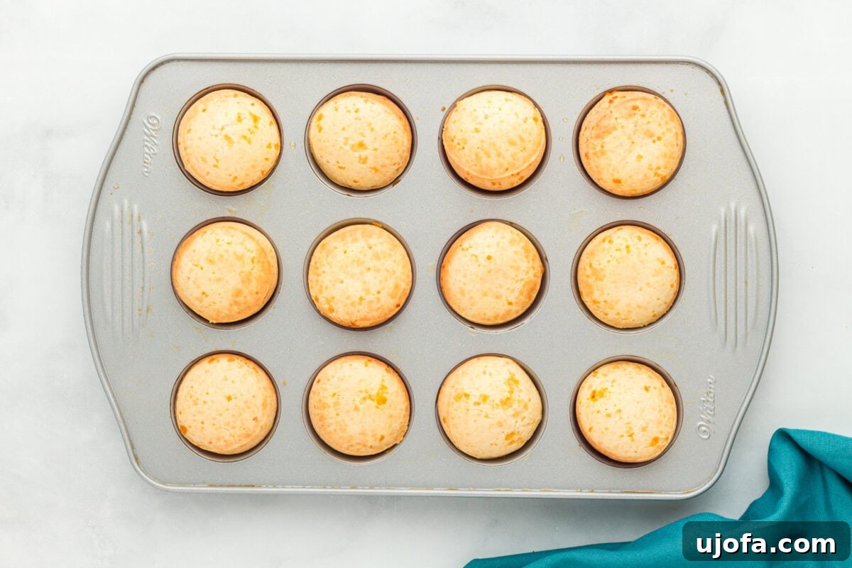 Baked Pão de Queijo in a muffin tin