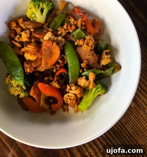 Wok-Fired Chinese Turkey 2 Delicious Chinese Turkey Stir-Fry in a pan, ready to be served.
