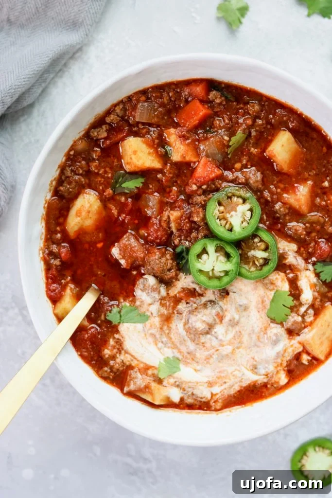 Slow Cooker Whole30 Sweet Potato Chili, a hearty and flavorful meal.