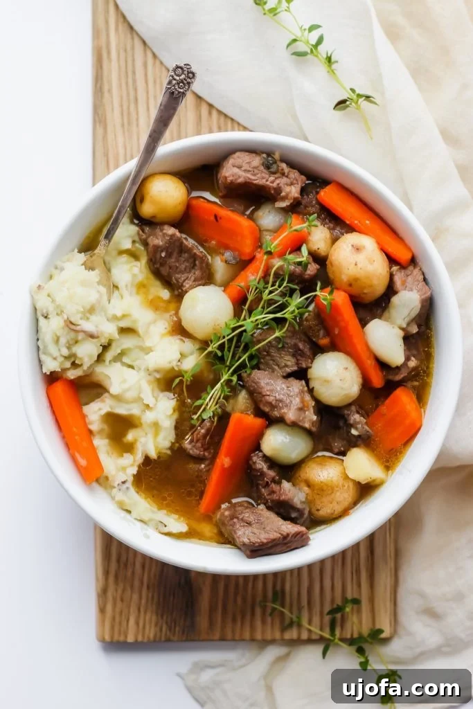 Whole30 Comforting Irish Beef Stew, a hearty and robust winter meal.