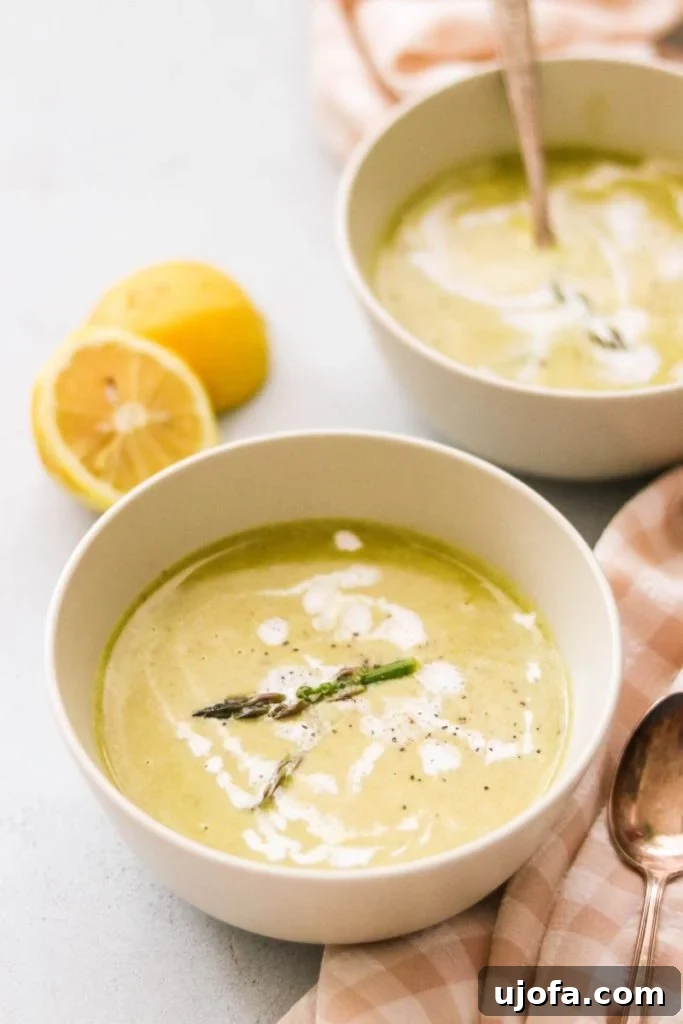Creamy Whole30 Asparagus Soup, a vibrant and dairy-free spring delight.