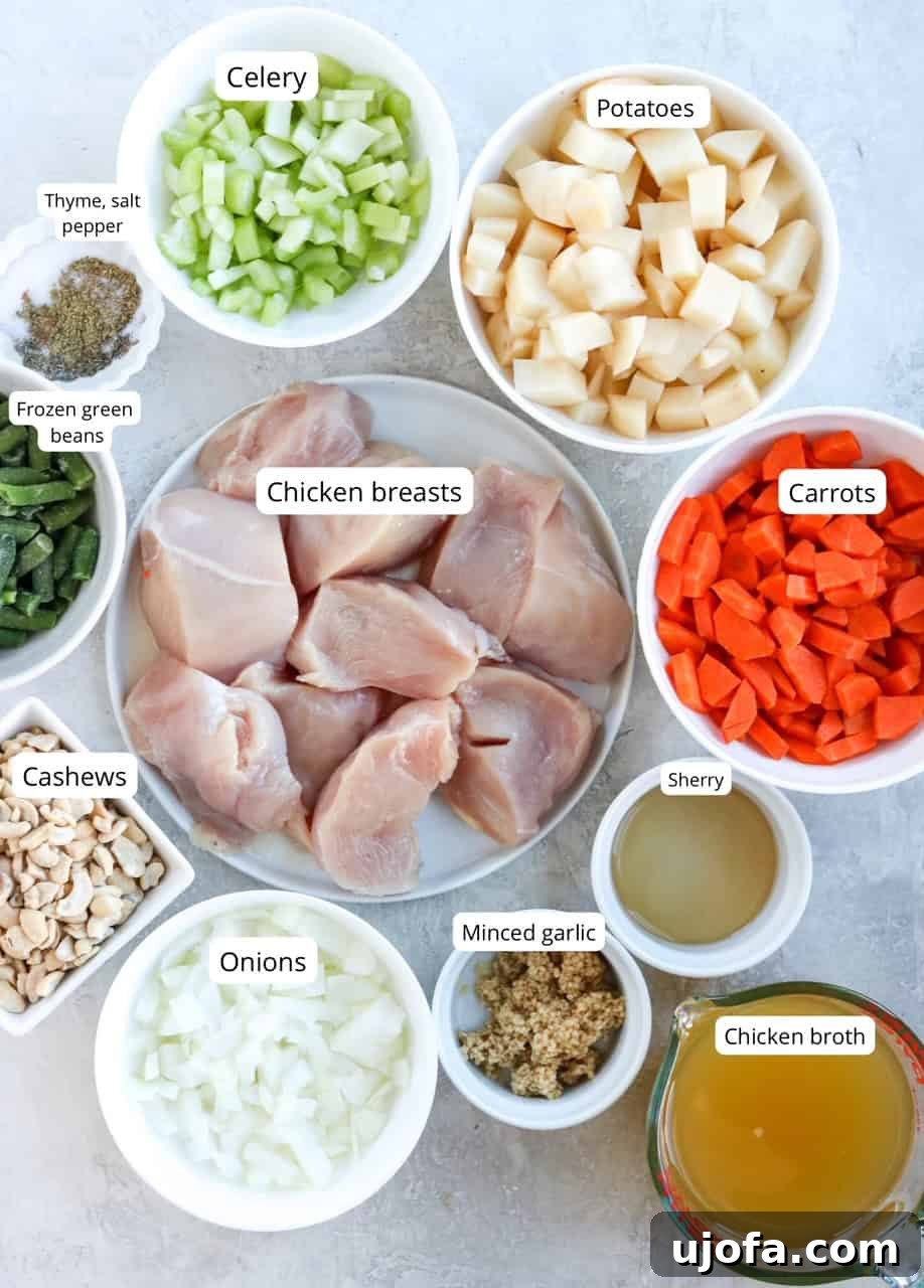 Wholesome Chicken Pot Pie Soup 3 ingredients for chicken pot pie soup