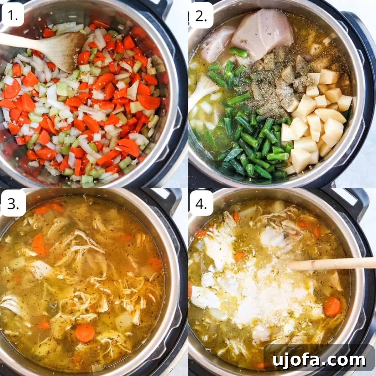 Wholesome Chicken Pot Pie Soup 4 four steps for making chicken pot pie soup in the instant pot