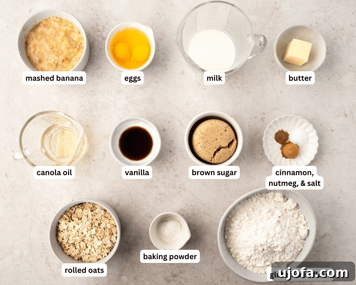 Banana oatmeal muffins ingredients