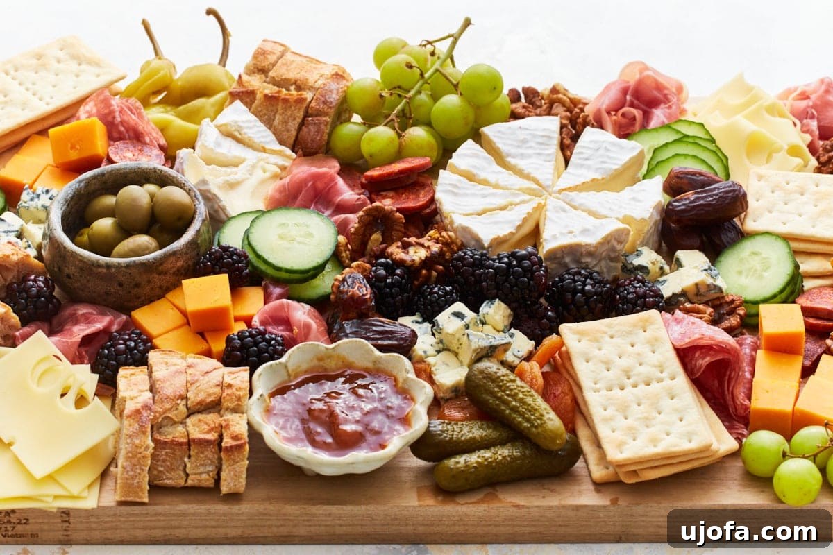 Gourmet Gluten-Free Charcuterie 12 A side perspective of the gluten-free charcuterie board highlighting layers of fresh produce, meats, cheeses, and crackers, creating a visually stunning display.