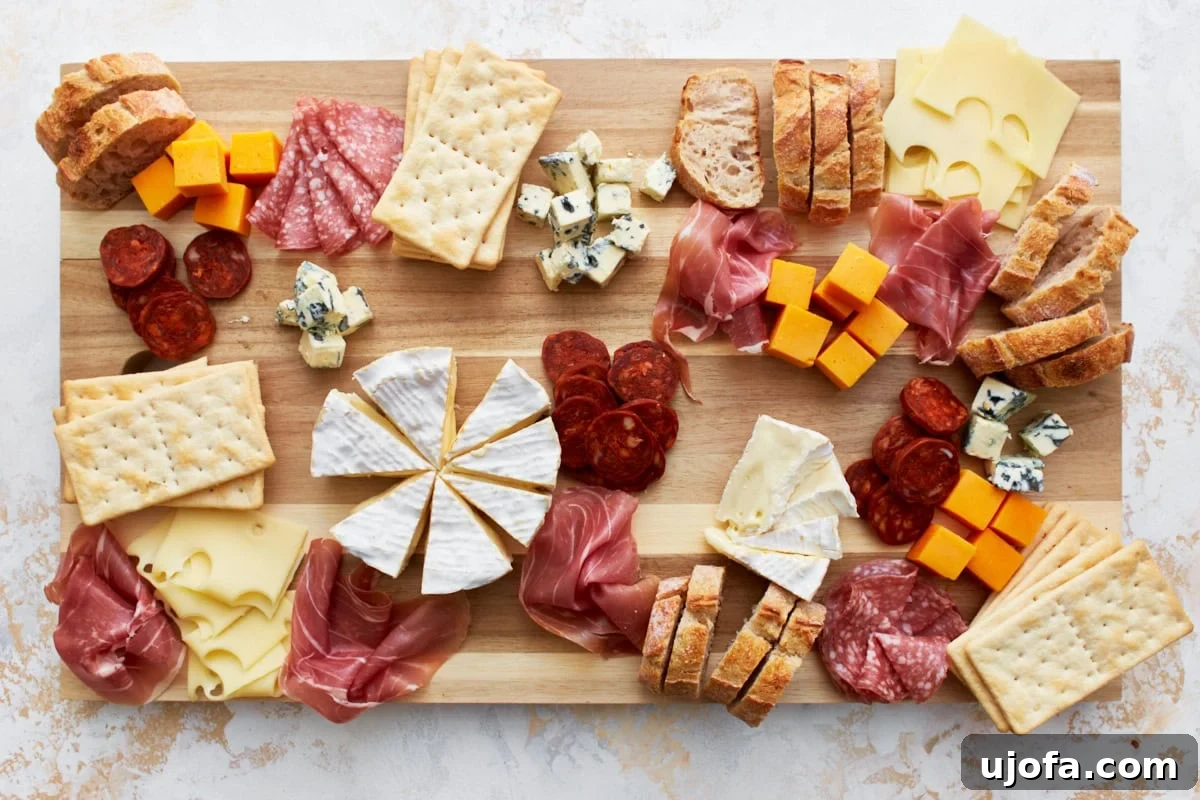 Gourmet Gluten-Free Charcuterie 8 The charcuterie board now includes slices of gluten-free bread and gluten-free crackers added to the layout of cheeses and meats, offering a more complete look.