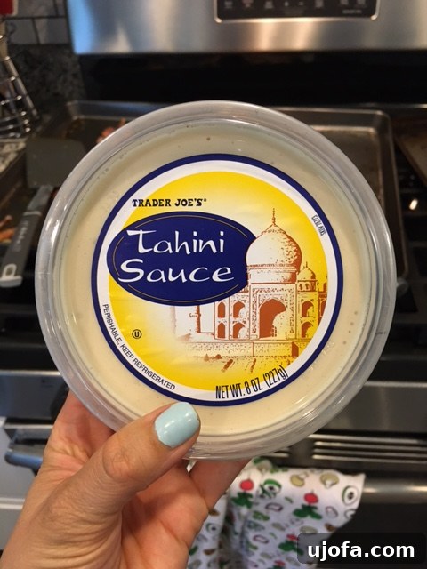 Trader Joe's Tahini Sauce, a convenient and healthy shortcut.